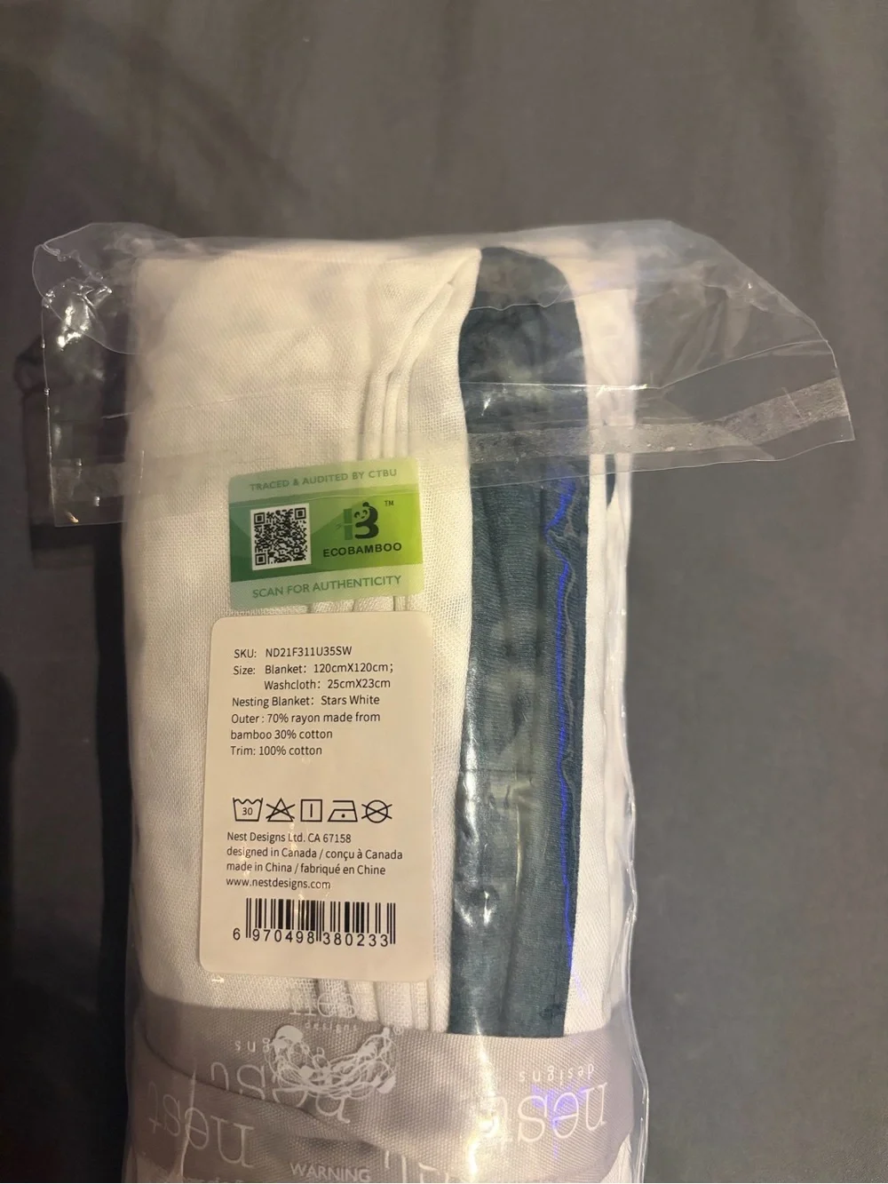 Nest Designs Bamboo Muslin Nook 4-Layer Nesting Baby Blanket - Stars White